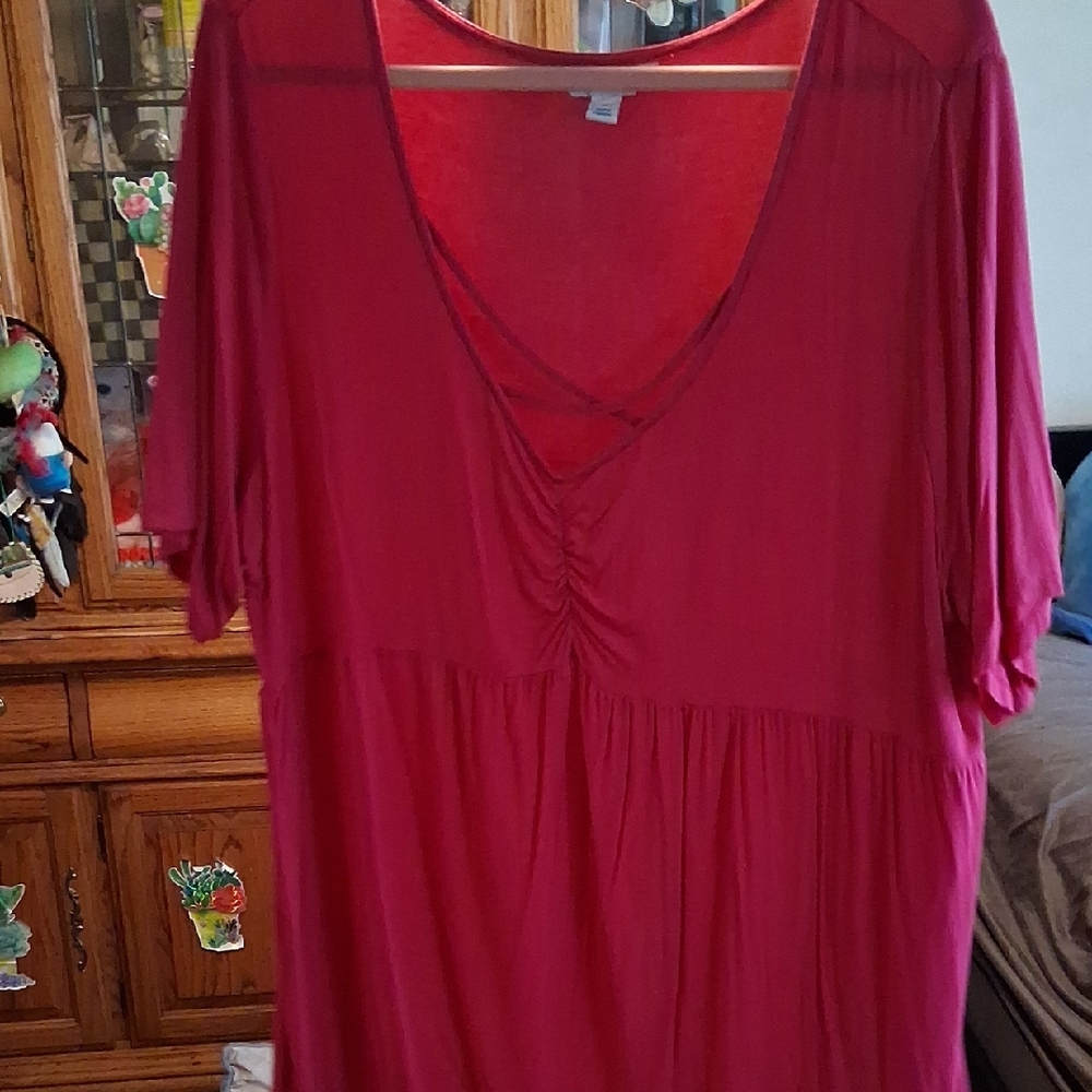 Pink Ruched 3/4 Sleeve Blouse
